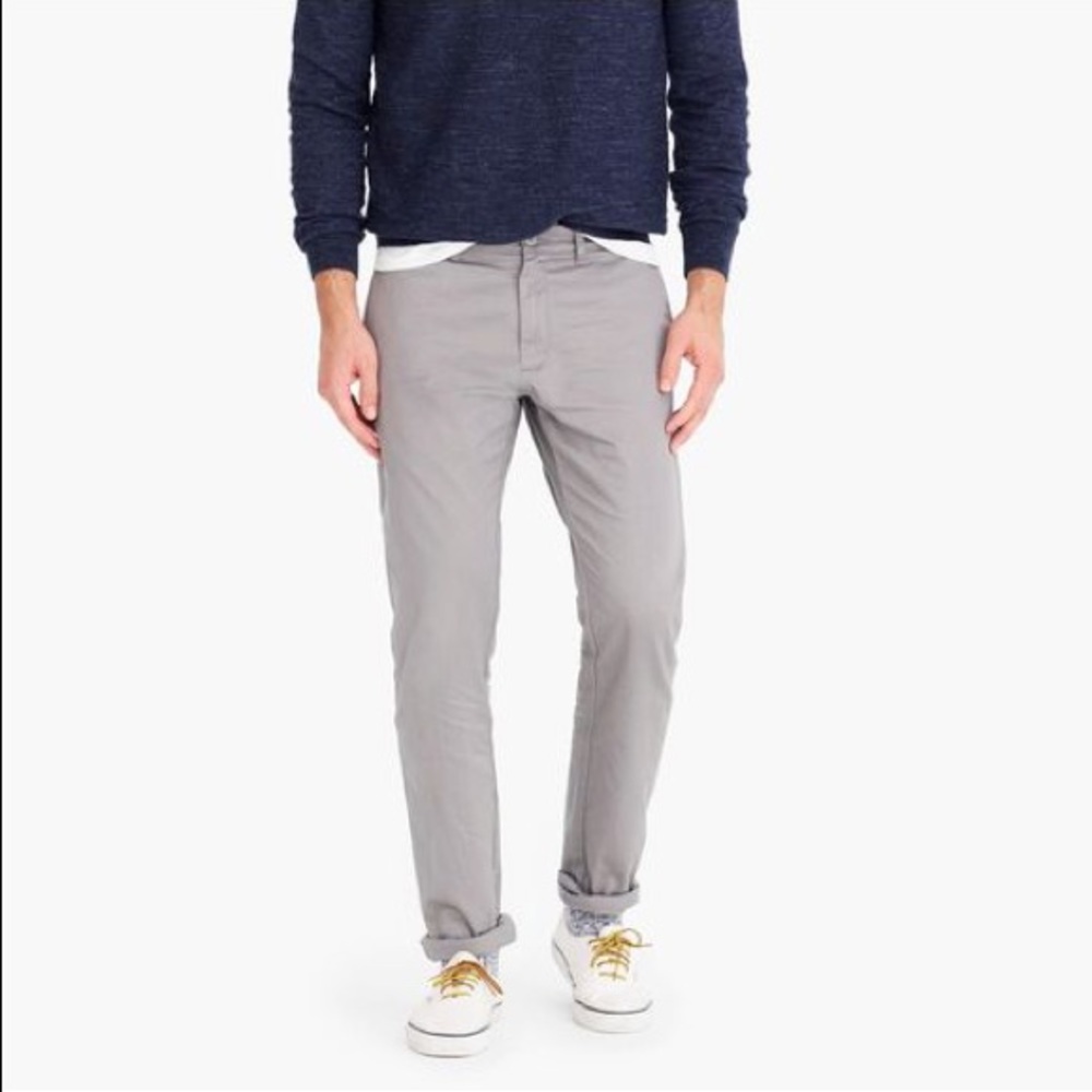 J. Crew Mens 484 Slim Stretch Pants W33 L30 Grey